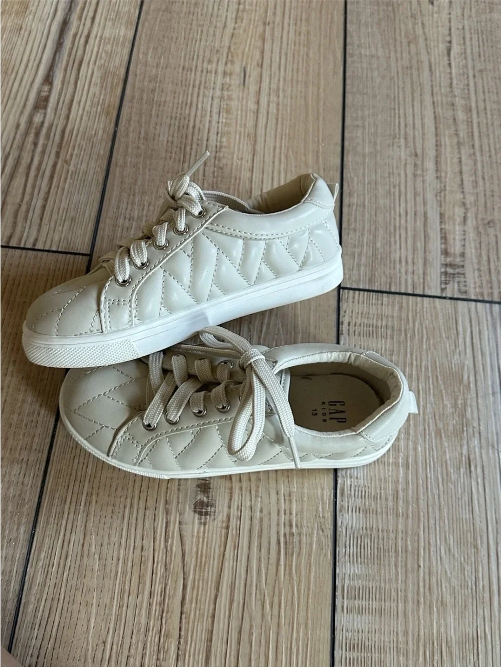 GAP Kids Cream Quilted Lace-Up Sneakers